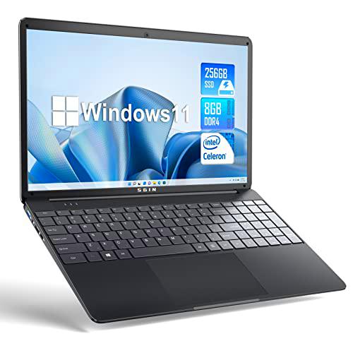 SGIN 15,6 pulgadas ordenador portátil, 8 GB RAM 256 GB SSD Windows 11 Notebook