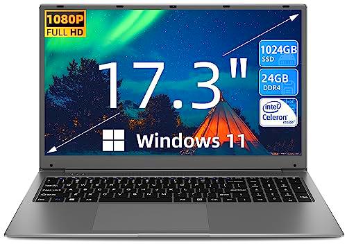 SGIN 17 pulgadas ordenador portátil, 24 GB RAM 1024 GB SSD Windows 11 Notebook